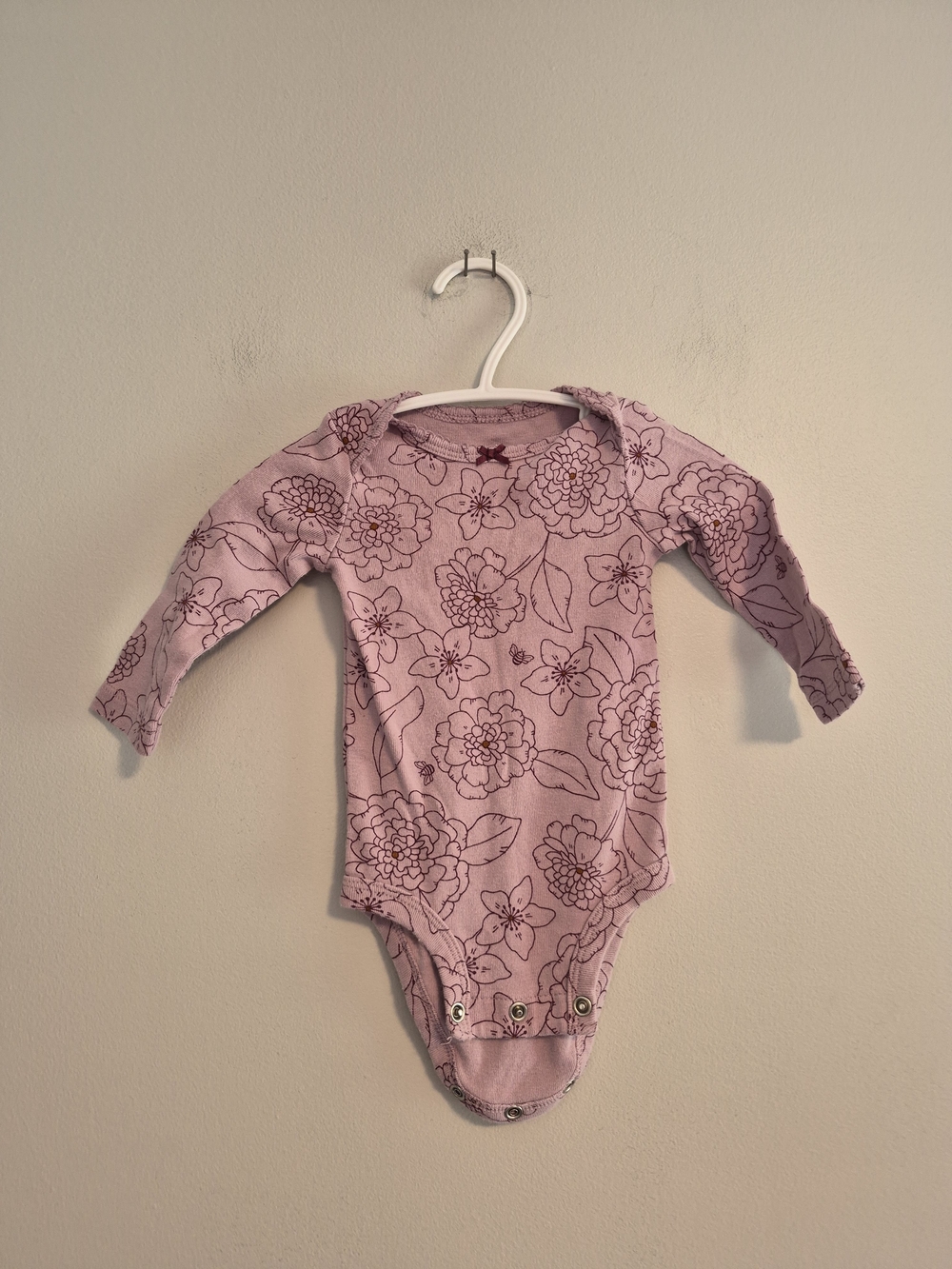 Carter's 3m Pink Floral Long-Sleeve Onesie